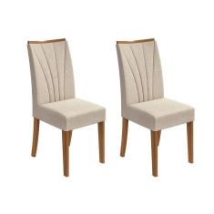 Cadeira Sala de Jantar Apogeu Kit 2 Un Amendoa/Linho Rinzai - Lopas