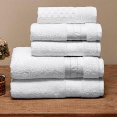 Jogo de Toalhas Banho e Rosto 5 Peças 100% Algodão Egípcio Pádua - Zil
