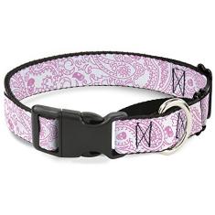 Buckle-Down Coleira para cachorro martingale – Bandana/caveiras roxas/brancas – 2,54 cm de largura – serve para pescoços de 38,12 a 66,04 cm – Grande
