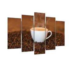 Quadro Decorativo Mosaico 5 Peças Mod107 Xícara Café Grãos