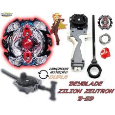Beyblade Burst C/ 2 Lançador Grip Zilion Zeutron Beyblader Zac - Torna