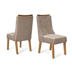 Cadeira Sala De Jantar Jade Kit 2 Un Carvalho Nobre/veludo Kraft - Dj Móveis