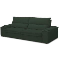 Sofá Retrátil Reclinável Para Sala de Estar Living 280cm Nápoles F04 Veludo Verde - Lyam Decor