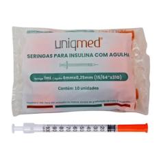 Seringa Descartável Insulina 1ml Ag 6X0.25 10un