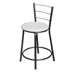 Banqueta Baixa Para Cozinha Epoxi Craqueada Assento Estofado - Lamar D