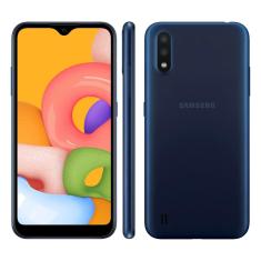 Smartphone Samsung Galaxy A01 Azul 32GB, Tela Infinita de 5.7", Câmera Traseira Dupla, Android 10.0, Dual Chip e Processador Octa-Core