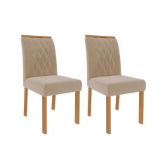 Cadeira Sala de Jantar Juliana Wood Kit 2 Un Madeirado/Suede Nude Bege - Cimol