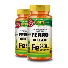 Kit 2 Ferro Quelato FE Unilife 60 Cápsulas