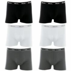 Kit com 6 cuecas mash boxer 170.26 cotton, G, Preto, Branco