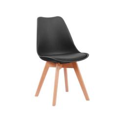 Kit 2 Cadeiras Leda PU Base Madeira Várias Cores - Rivatti, Preto