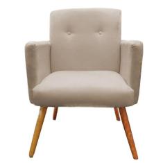 Poltrona Decorativa Pés Palito Nina Plus Suede Bege - DS Móveis