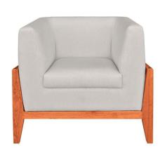 Poltrona Lucy Linho Bege A19 Base Madeira Castanho Drossi - D' ROSSI