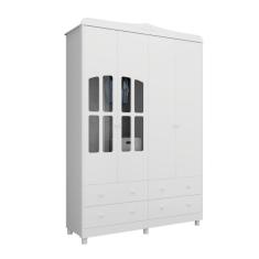 Guarda Roupa Infantil Peroba Elô 4 Portas e 4 Gavetas Branco