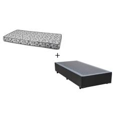 Cama Box Solteiro 88 Tecido Sintético Preto com Colchão Nápoles Espuma D33 54x88x188