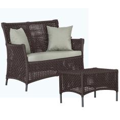 1 Sofá Área e Mesa Igapó Alumínio Pintura Preta Corda Náutica Estofado Impermeável Almofada 3 Trama