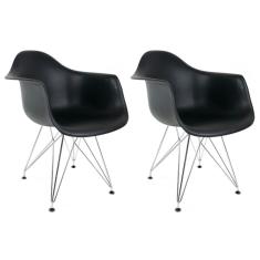Conjunto com 2 Cadeiras Eiffel Cromado e Preto