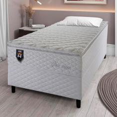 Conjunto Cama Box Solteiro New Moon 88x188x66 Branco c/ Molas Ensacadas