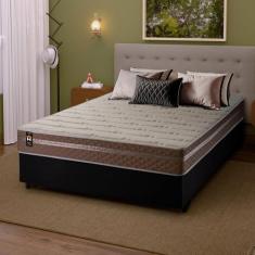 Conjunto Cama Box c/ Molas Ensacadas Georgia Bege Casal 138x188x60