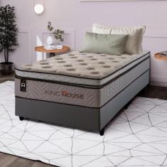 Conjunto Cama Box c/ Molas Ensacadas Liverpool Bege Solteiro 96x203x73
