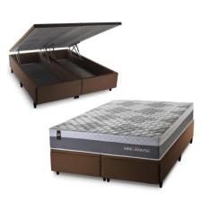 Conjunto Box Baú Sheffield Cinza 158x198x72 c/ Molas Ensacadas - King 