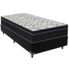 Cama Box Preto E Colchão Airtech 150 Espuma D45 Solteiro Ortobom