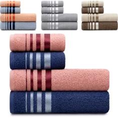 Jogo de Toalhas de Algodão 4 Peças Banho e Rosto Karsten - Emcompre