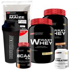 Kit 2x Whey Waxy Whey 900g+ BCAA 100g+ Creatina 100g+ Waxy Maize 800g+ Coq- Bodybuilders-Unissex
