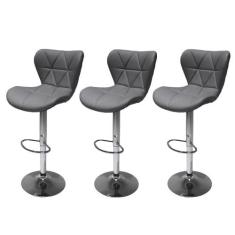 Kit 3 Banquetas Giratórias Formiga Cinza - Cadeiras INC