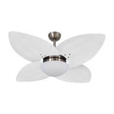 Ventilador de Teto Mais de Casa Kovalski Bronze 120cm 4 Pás 3 Velocidades Palmae Branco com Luminária 110V