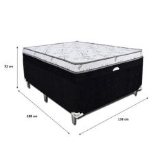Cama Box Casal Baú Conjugada Suede Preto - Aloa