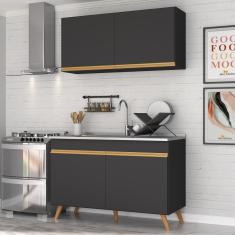 Cozinha Compacta 2 peças com Armário e Balcão MP3748 Veneza GB Multimóveis Preta