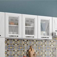 Armário Aéreo 3 Portas com Vidro Médio Star New Telasul Branco