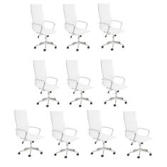 Conjunto 10 Cadeiras de Escritório Presidente Giratória Sevilha Rivatti Branco