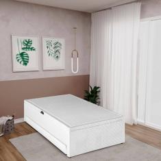 Base Box Baú Solteiro com Colchão Auxiliar 88x188x48cm Detroit Branco