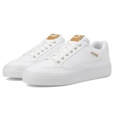 PUMA Tênis feminino clássico vulc, branco amêndoa, branco alpino, tamanho 34, Ouro branco, 36