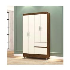 Guarda-roupa Solteiro Panama 4 Portas Imbuia/Champanhe