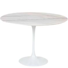 Mesa de Jantar Tulipa Saarinen Redonda 110 cm Mármore Branco Extra