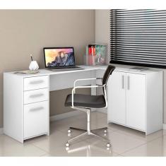 Mesa de Escritório em L 2 Gavetas 3 Portas Office Nt 2005 - Notável Mó