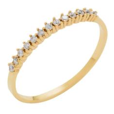 Meia Aliança de Ouro 18k com 13 Brilhantes - Meu Anel, 18