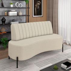 Sofá Living Decorativo 2 Lugares 1,35m Katara Pés De Ferro Bouclê Off White G33 - Gran Belo