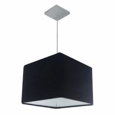 Lustre Pendente Quadrado Vivare Md-4059 Cúpula Em Tecido 21/35x35cm - Bivolt Preto 127/220v