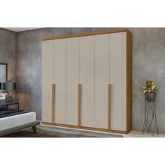 Guarda Roupa Casal 6 Portas e 4 Gavetas Alonzo New Amêndoa/Off White -