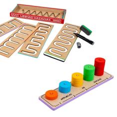 Kit Linhas Vazadas E Arruelas Brinquedo Educativo Pedagógico
