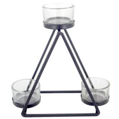 Castiçal para Velas com 03 Compartimentos - Preto - Triângulo
