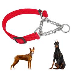 Coleira Guia Nylon Corrente 2.5cm Elo Torcido Aço Cachorro Grande Porte Pet Caes Adestramento Treinamento Ajustavel Resistente