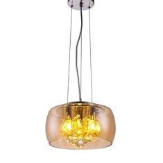 Lustre Pendente Bacia De Cristal Âmbar 28 cm de Diâmetro