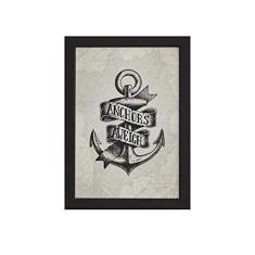 Quadro Vintage Náutico Âncora Moldura Preta 33x43cm