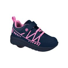 Tênis de Rodinha Infantil Feminino Ortopé Azul Marinho e Rosa