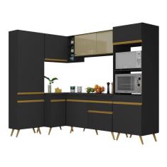 Cozinha Completa De Canto Veneza Gb Mp2050 Com Armário E Balcão Preta