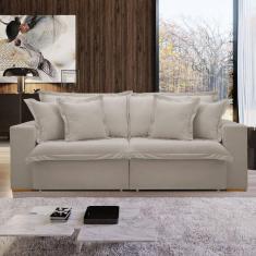 Sofá Cama Retrátil e Reclinável Arizona 240cm Bege Claro